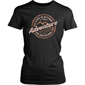 Life Is A Great Adventure T-shirt District Womens Shirt Black XS
