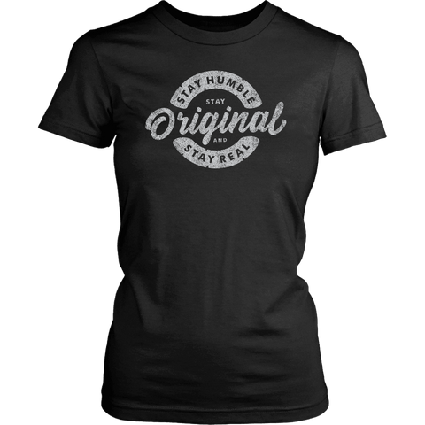 Image of Stay Real, Stay Original Womens T-shirt District Womens Shirt Black XS