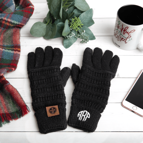 Image of Monogramed Gloves | Personalized For You Monogrammed Personalized Products Black Fancy 
