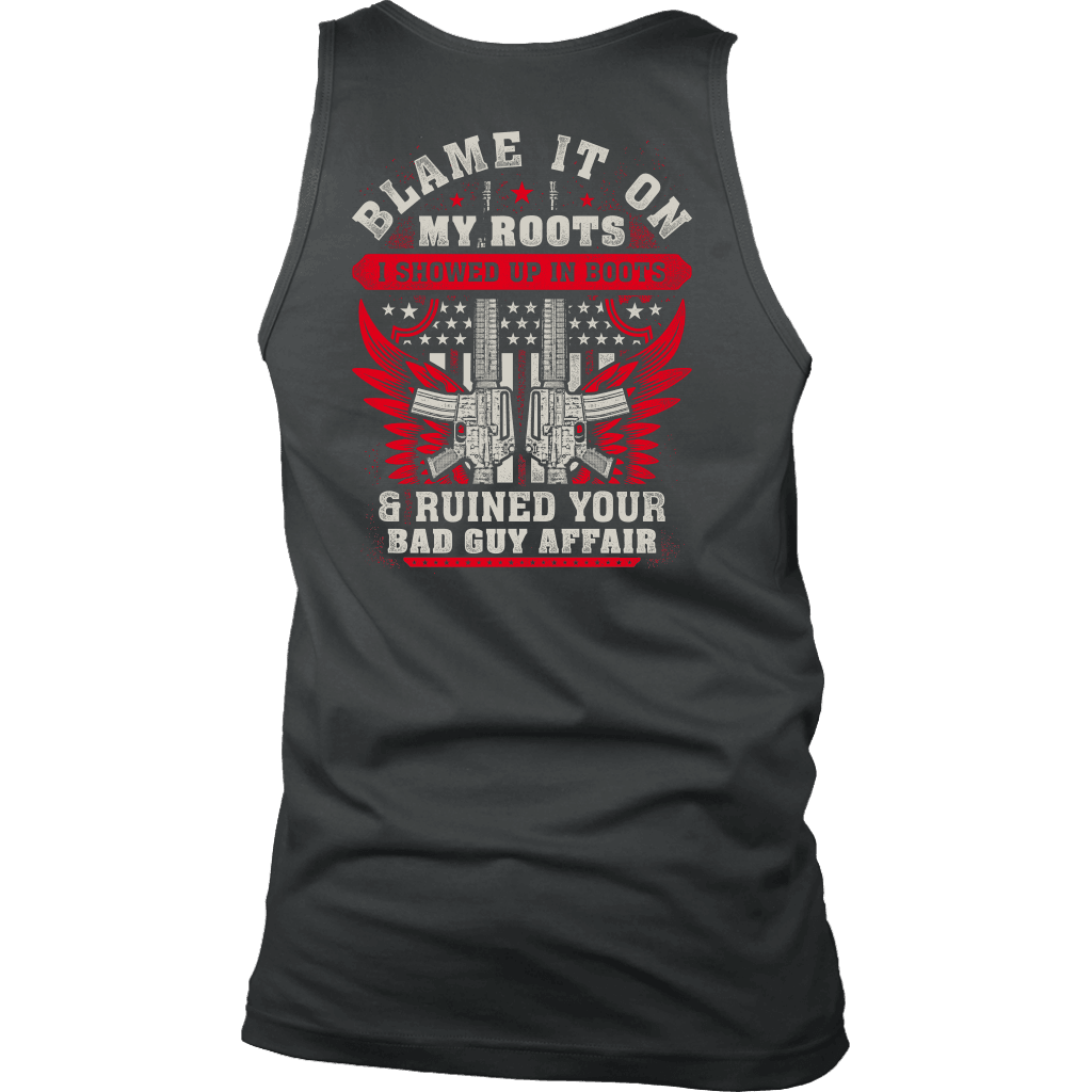 Blame It On My Roots T-shirt District Mens Tank Charcoal S