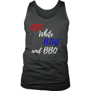 Red White Blue and BBQ T-shirt District Mens Tank Charcoal S