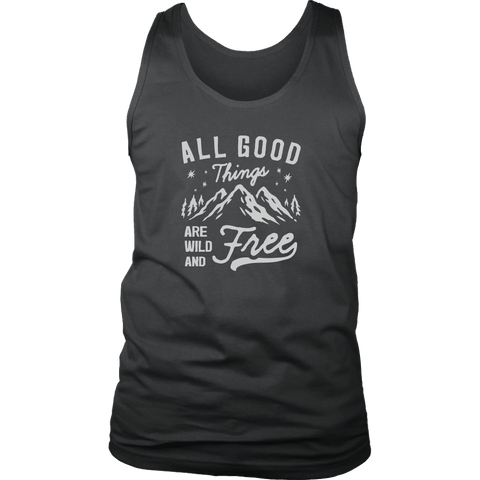 Image of Wild and Free T-shirt District Mens Tank Charcoal S