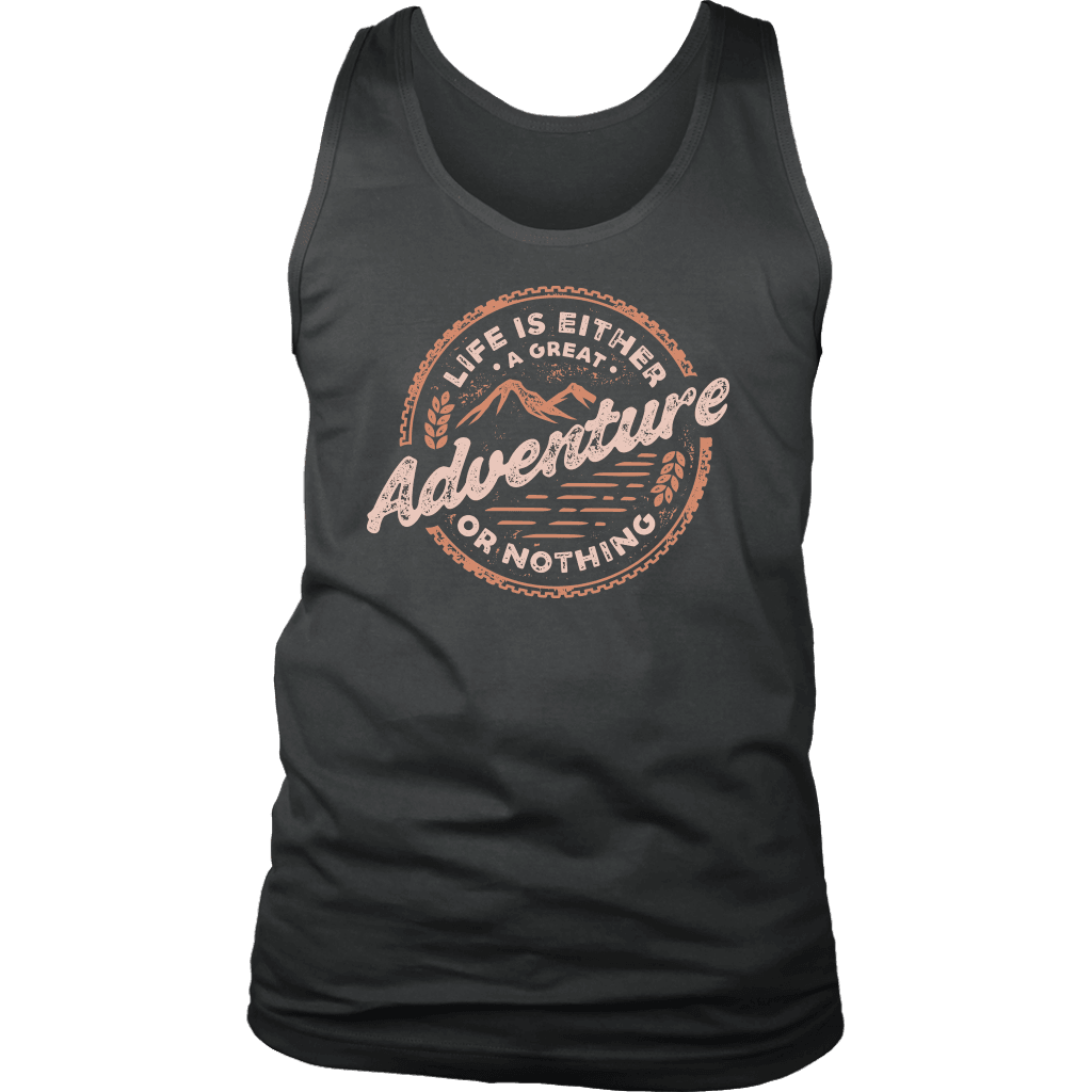 Life Is A Great Adventure T-shirt District Mens Tank Charcoal S