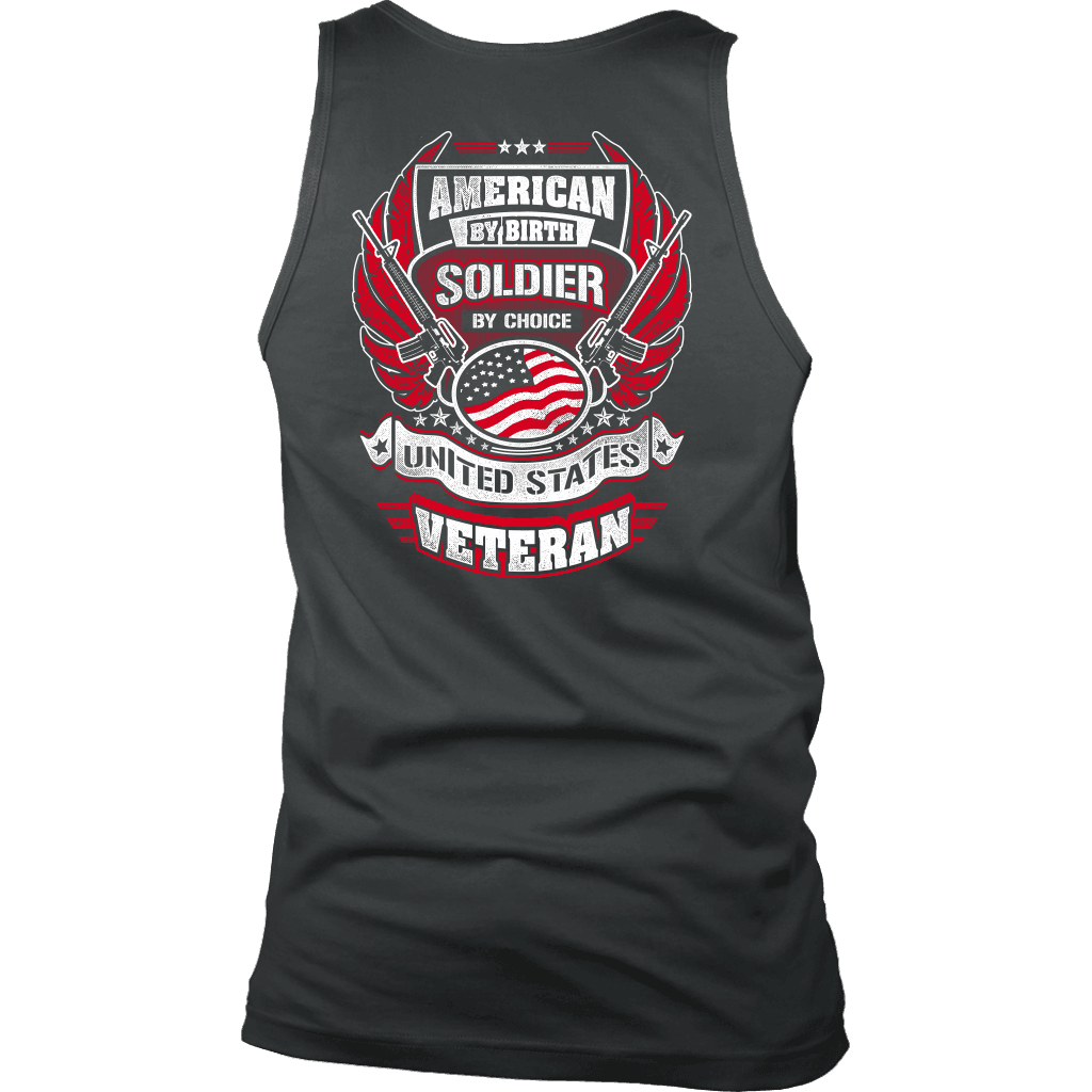 American by Birth, Soldier by Choice T-shirt District Mens Tank Charcoal S