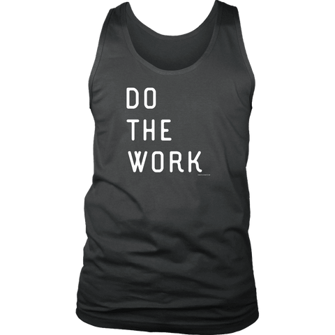 Image of Do The Work | Mens | White Print T-shirt District Mens Tank Charcoal S