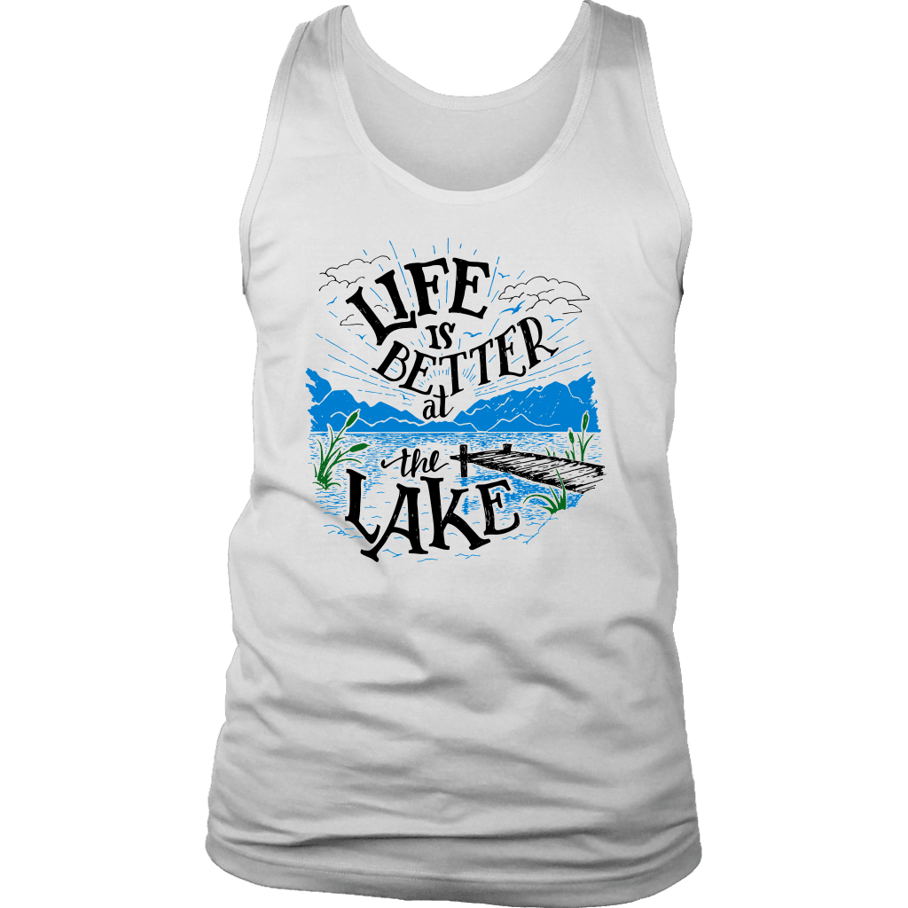 Life is Better At The Lake Men's Shirts T-shirt District Mens Tank White S