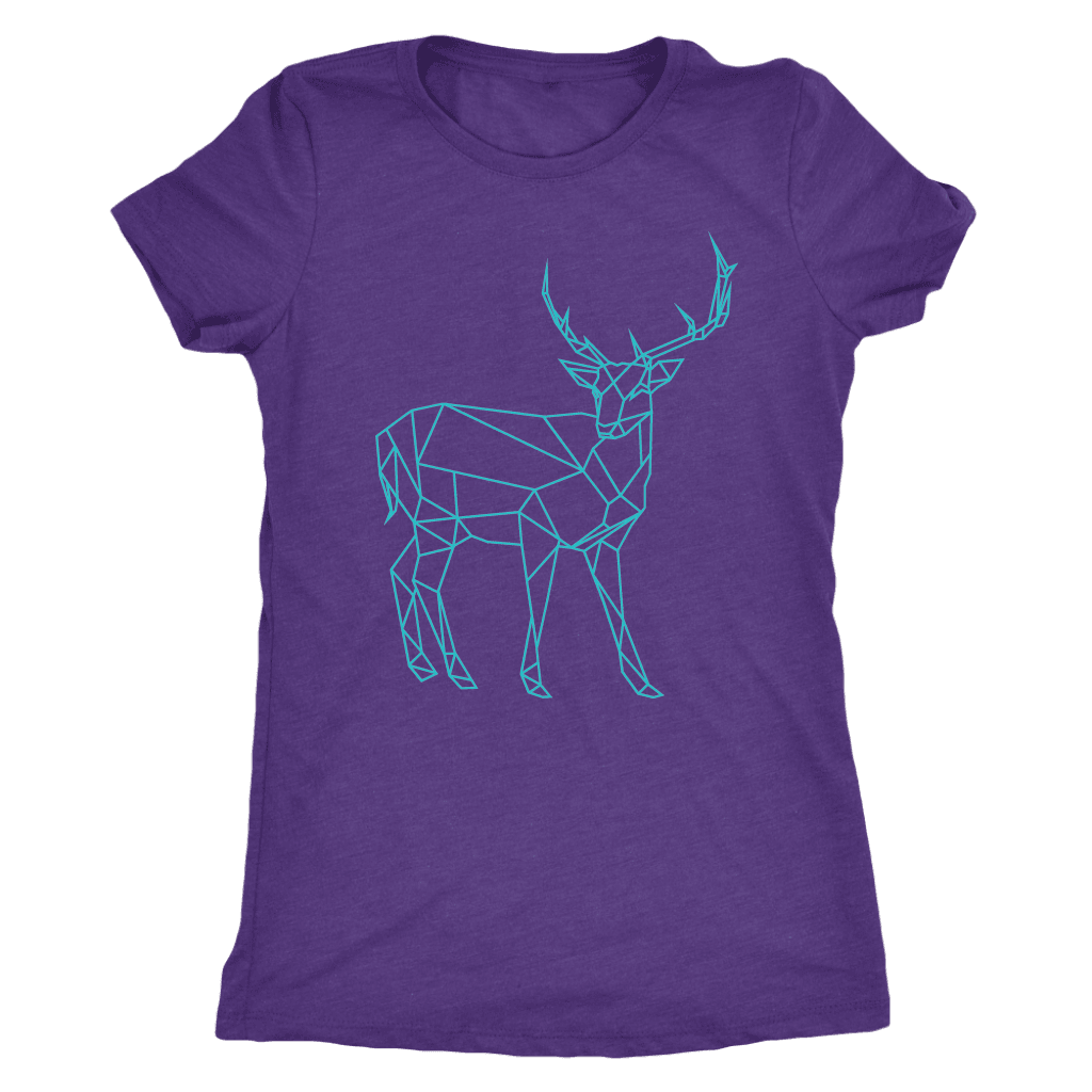 Geometric Deer Womens Shirt T-shirt Next Level Womens Triblend Purple Rush S