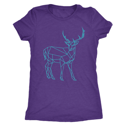 Image of Geometric Deer Womens Shirt T-shirt Next Level Womens Triblend Purple Rush S