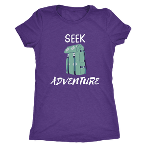 Seek Adventure with Backpack (Womens) T-shirt Next Level Womens Triblend Purple Rush S