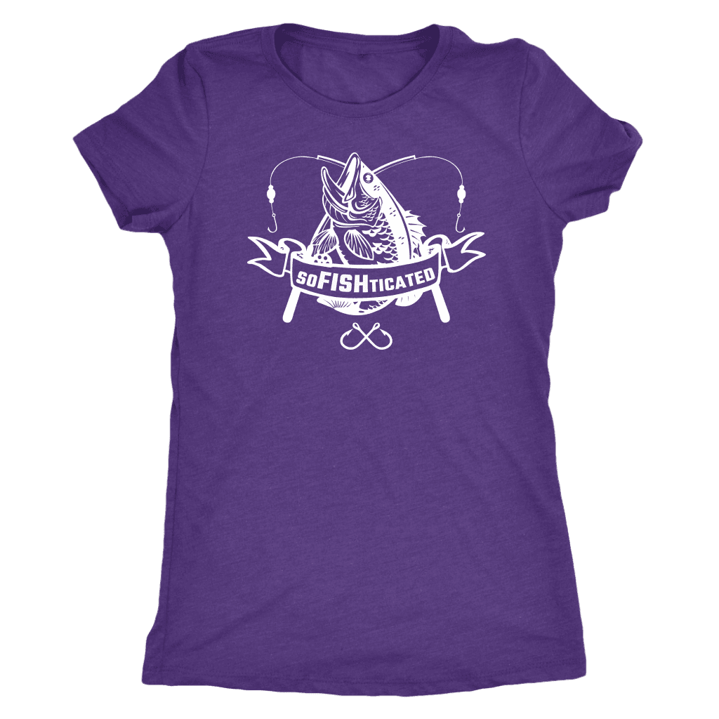 soFISHticated Womens White T-shirt Next Level Womens Triblend Purple Rush S