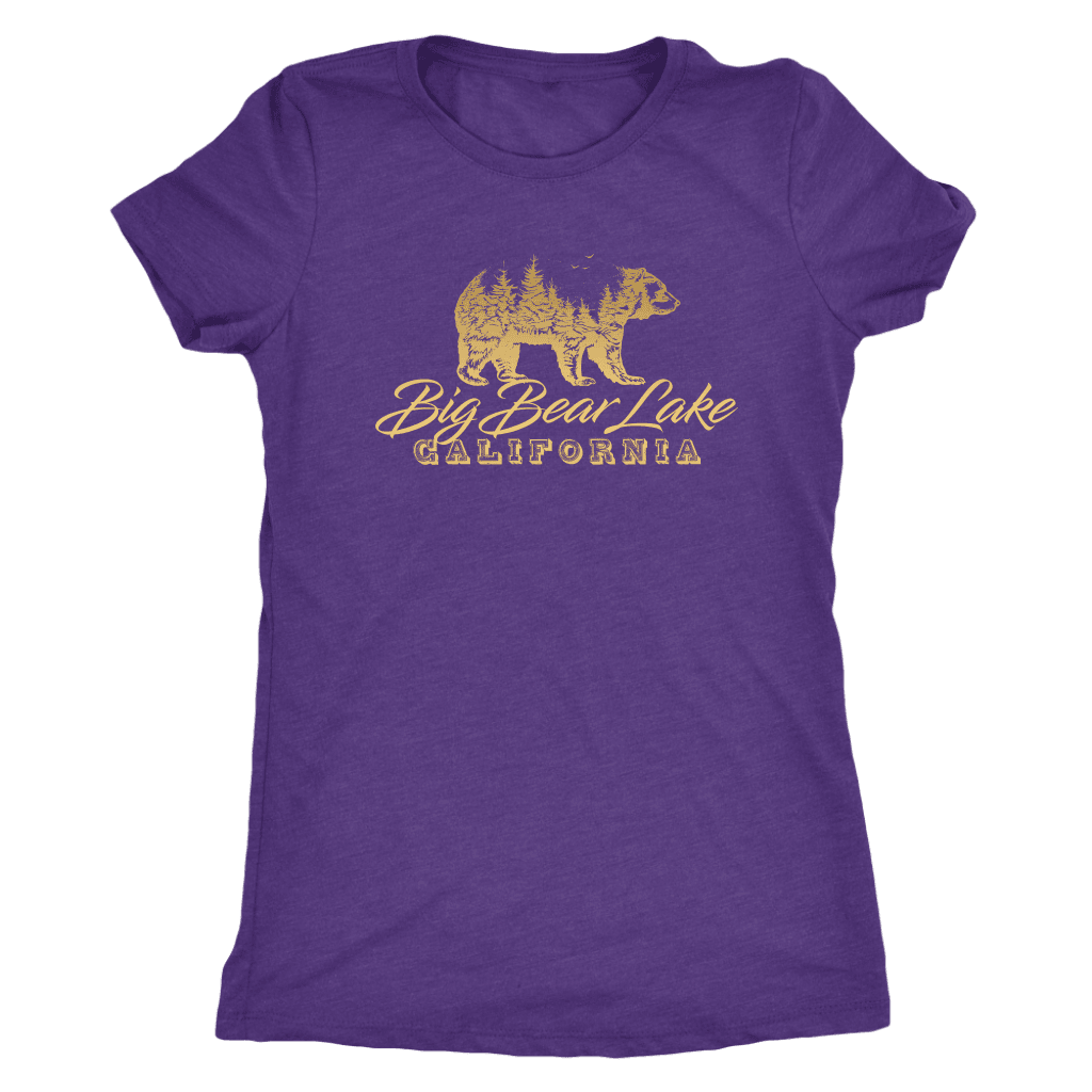 Big Bear Lake California V.2, Womens, Gold T-shirt Next Level Womens Triblend Purple Rush S