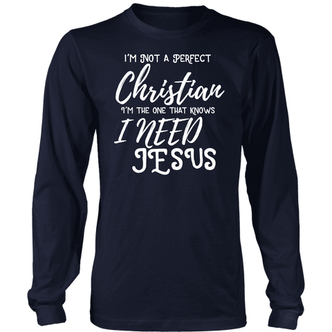 Image of Not A Perfect Christian, Shirts T-shirt District Long Sleeve Shirt Navy S