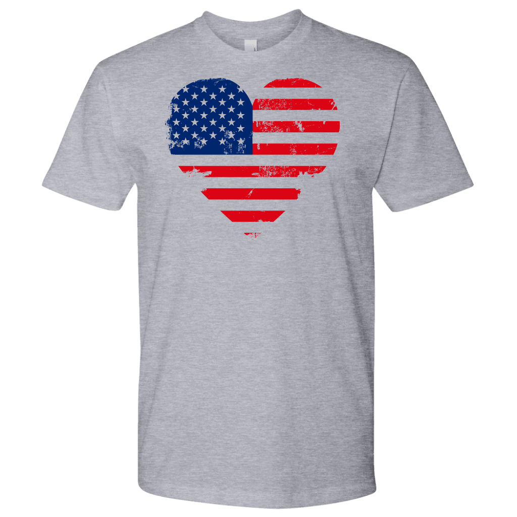 Love America Men's Shirts, White T-shirt Next Level Mens Shirt Heather Grey S