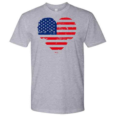 Image of Love America Men's Shirts, White T-shirt Next Level Mens Shirt Heather Grey S