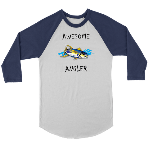 Image of You're An Awesome Angler | V.2 Chiller T-shirt Canvas Unisex 3/4 Raglan White/Navy S