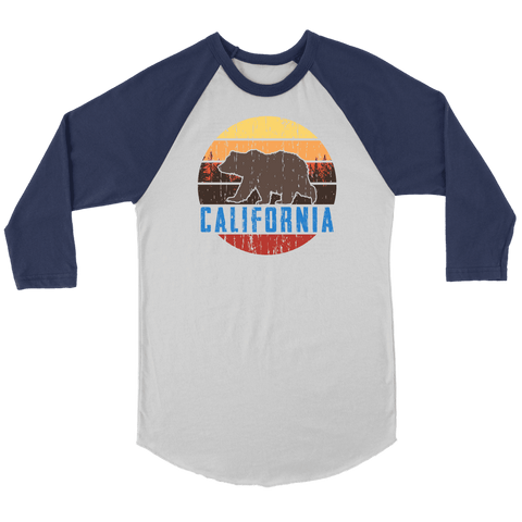 Image of Big Bear Lake California V.1, Raglan T-shirt Canvas Unisex 3/4 Raglan White/Navy S