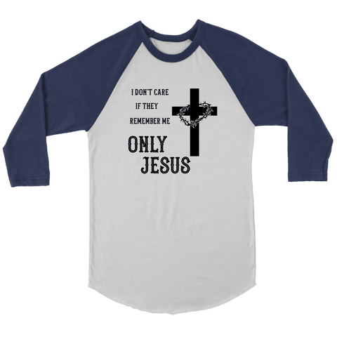 Image of Only Jesus! Raglan Black Print T-shirt Canvas Unisex 3/4 Raglan White/Navy S