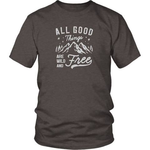 Image of Wild and Free T-shirt District Unisex Shirt Heather Brown S