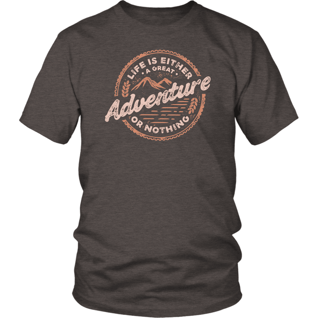 Life Is A Great Adventure T-shirt District Unisex Shirt Heather Brown S