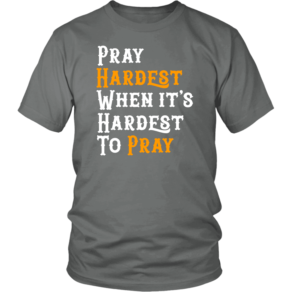 Pray Hard T-shirt District Unisex Shirt Grey S