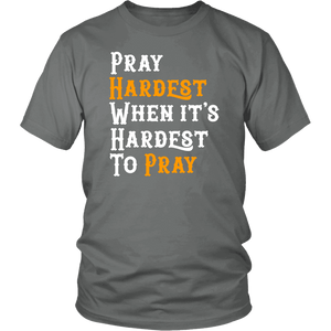 Pray Hard T-shirt District Unisex Shirt Grey S