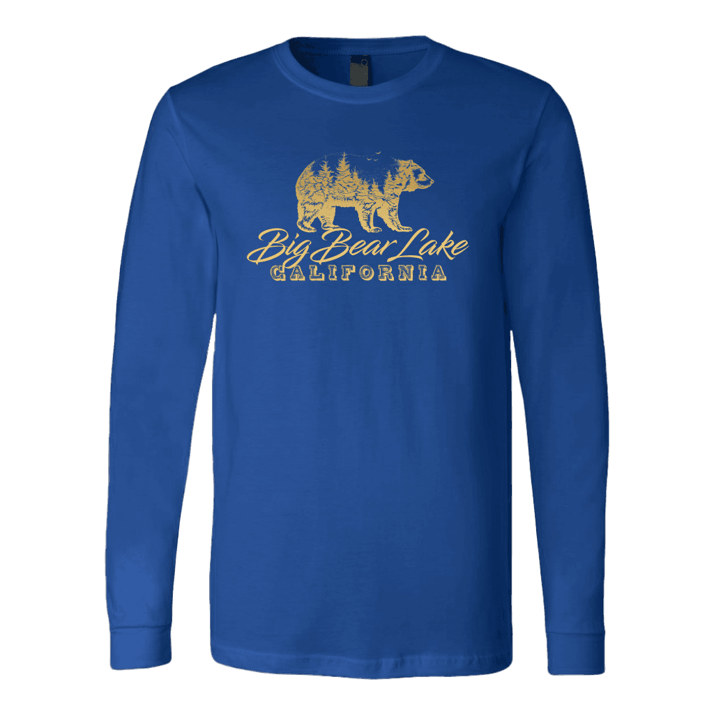 Big Bear Lake California V.2, Gold, Hoodies Long Sleeve T-shirt Canvas Long Sleeve Shirt Royal S