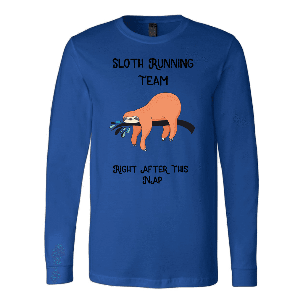 Sloth Running Team T-shirt Canvas Long Sleeve Shirt Royal S