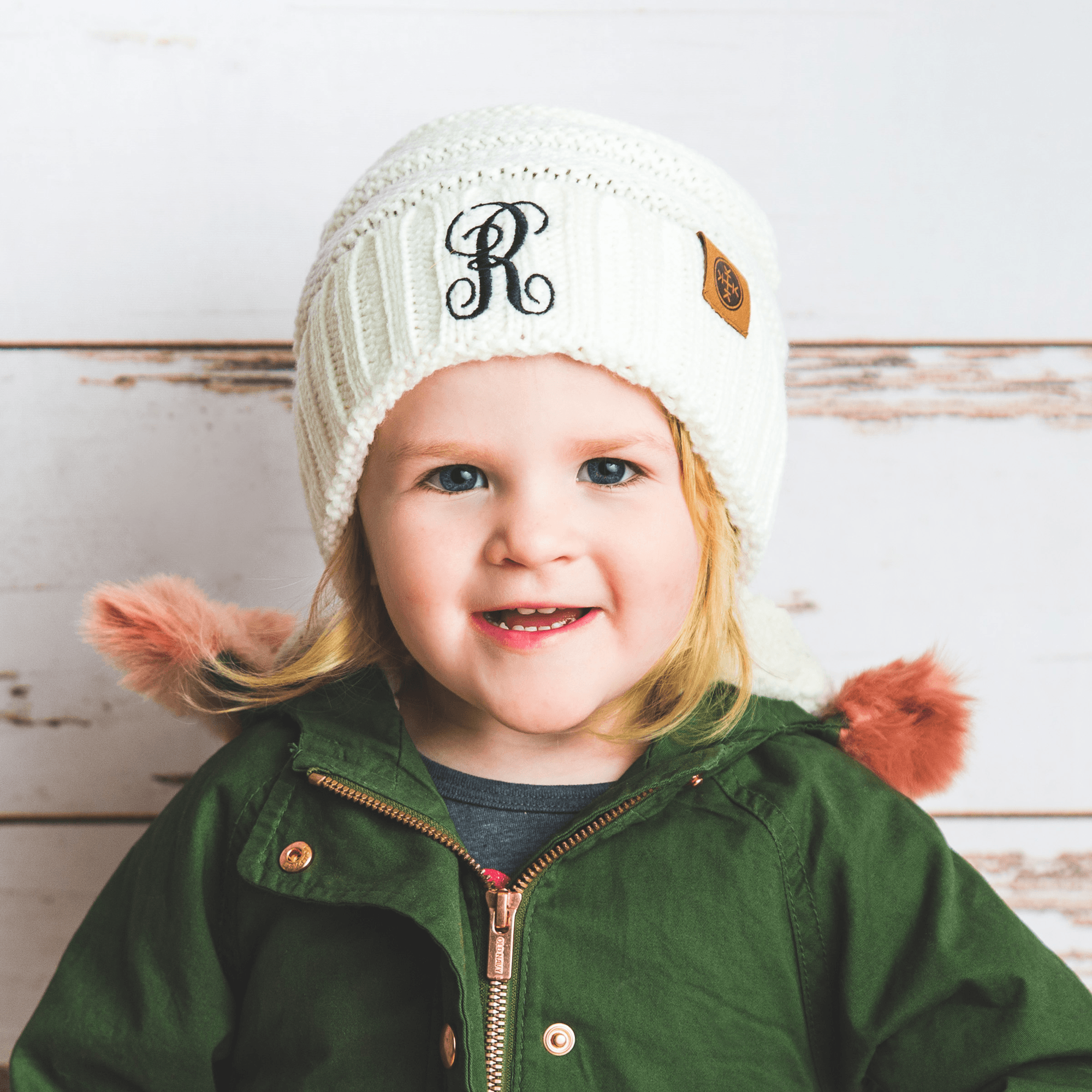 Comfy Kids Monogram Beanies Monogrammed Personalized Products Cream Fancy 