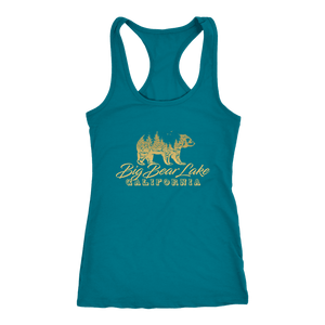 Big Bear Lake California V.2, Womens, Gold T-shirt Next Level Racerback Tank Turquoise XS