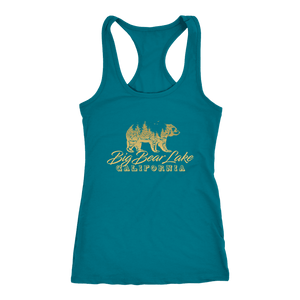 Big Bear Lake California V.2, Womens, Gold T-shirt Next Level Racerback Tank Turquoise XS