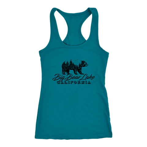 Image of Big Bear Lake California V.2, Womens, Black T-shirt Next Level Racerback Tank Turquoise XS