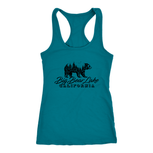 Big Bear Lake California V.2, Womens, Black T-shirt Next Level Racerback Tank Turquoise XS