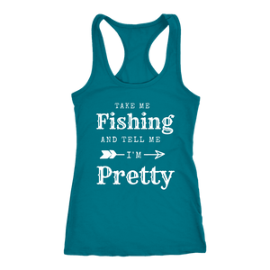 Take Me Fishing T-shirt Next Level Racerback Tank Turquoise XS