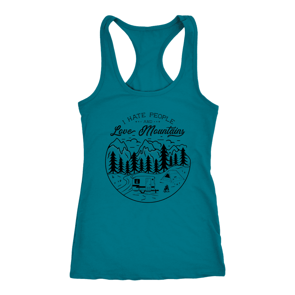 Love The Mountains Womens T-shirt Next Level Racerback Tank Turquoise XS