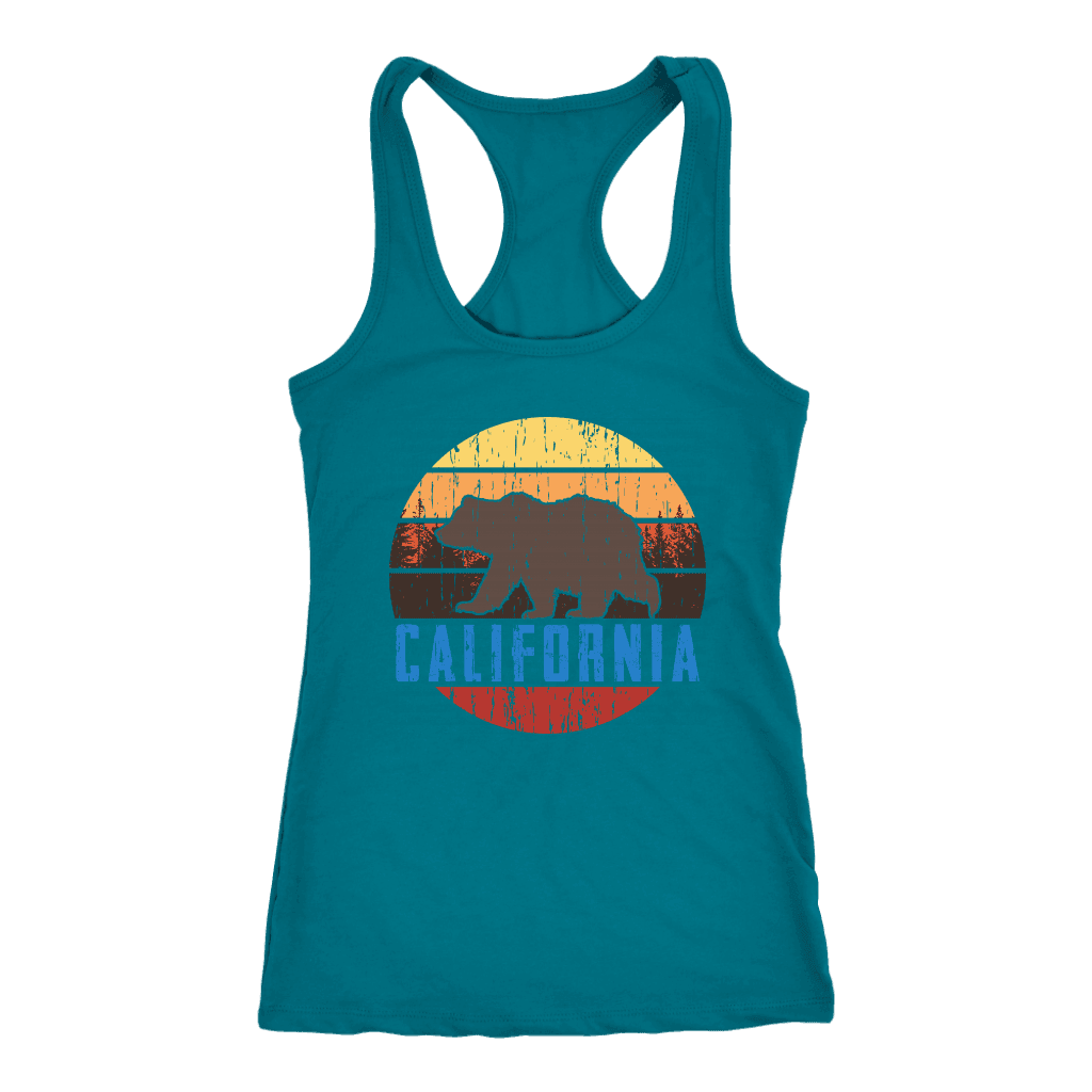 Big Bear California Shirt V.1, Womens Shirts T-shirt Next Level Racerback Tank Turquoise XS