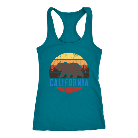 Image of Big Bear California Shirt V.1, Womens Shirts T-shirt Next Level Racerback Tank Turquoise XS