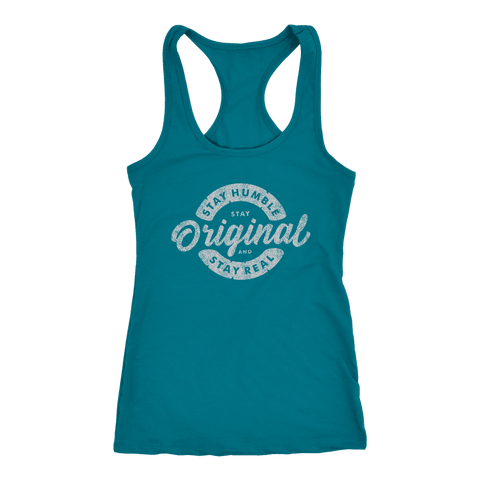 Image of Stay Real, Stay Original Womens T-shirt Next Level Racerback Tank Turquoise XS