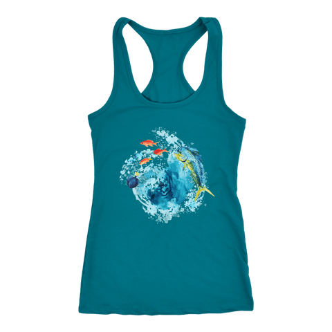 Image of Dorado Fish T-shirt Next Level Racerback Tank Turquoise XS