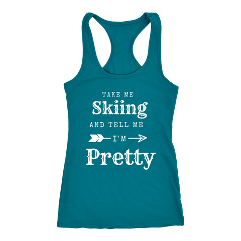 Image of Take Me Skiing T-shirt Next Level Racerback Tank Turquoise XS