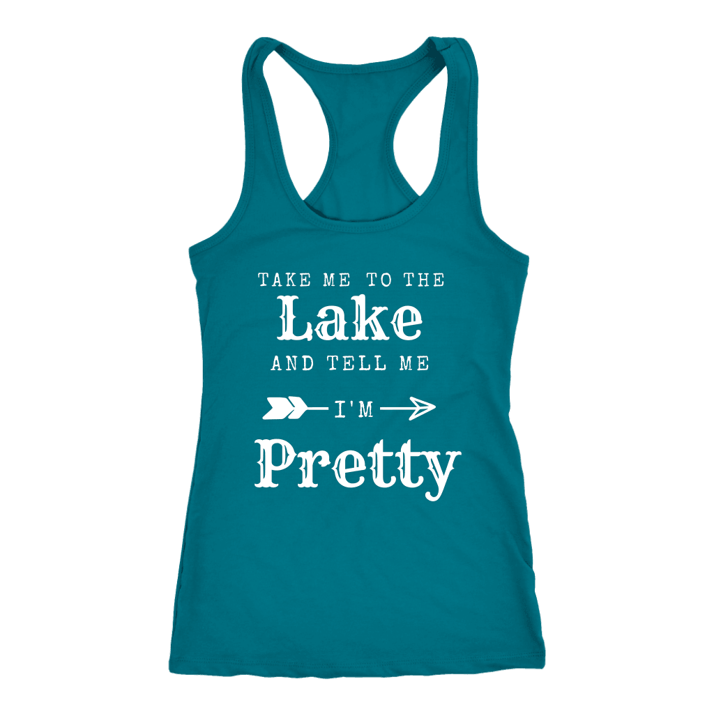 To The Lake T-shirt Next Level Racerback Tank Turquoise XS