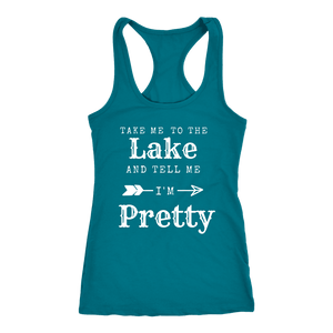 To The Lake T-shirt Next Level Racerback Tank Turquoise XS