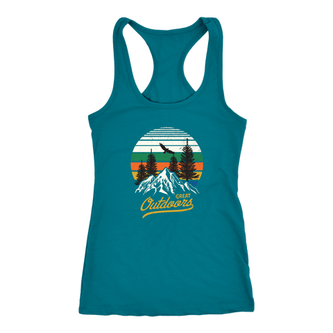 Image of Great Outdoors Shirts | Womens T-shirt Next Level Racerback Tank Turquoise XS