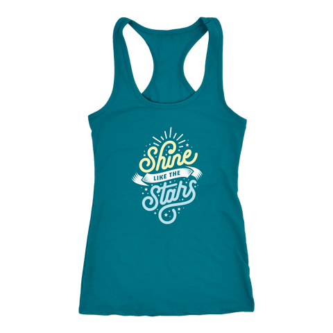 Image of Shine Like The Stars T-shirt Next Level Racerback Tank Turquoise XS