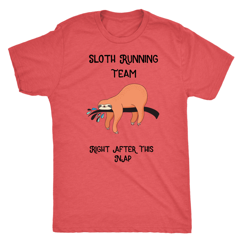 Sloth Running Team T-shirt Next Level Mens Triblend Vintage Red S