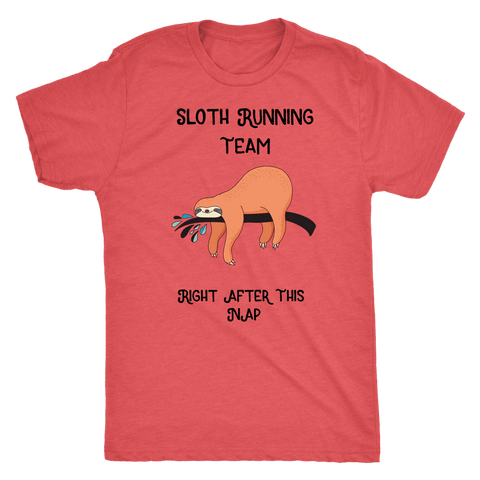 Image of Sloth Running Team T-shirt Next Level Mens Triblend Vintage Red S