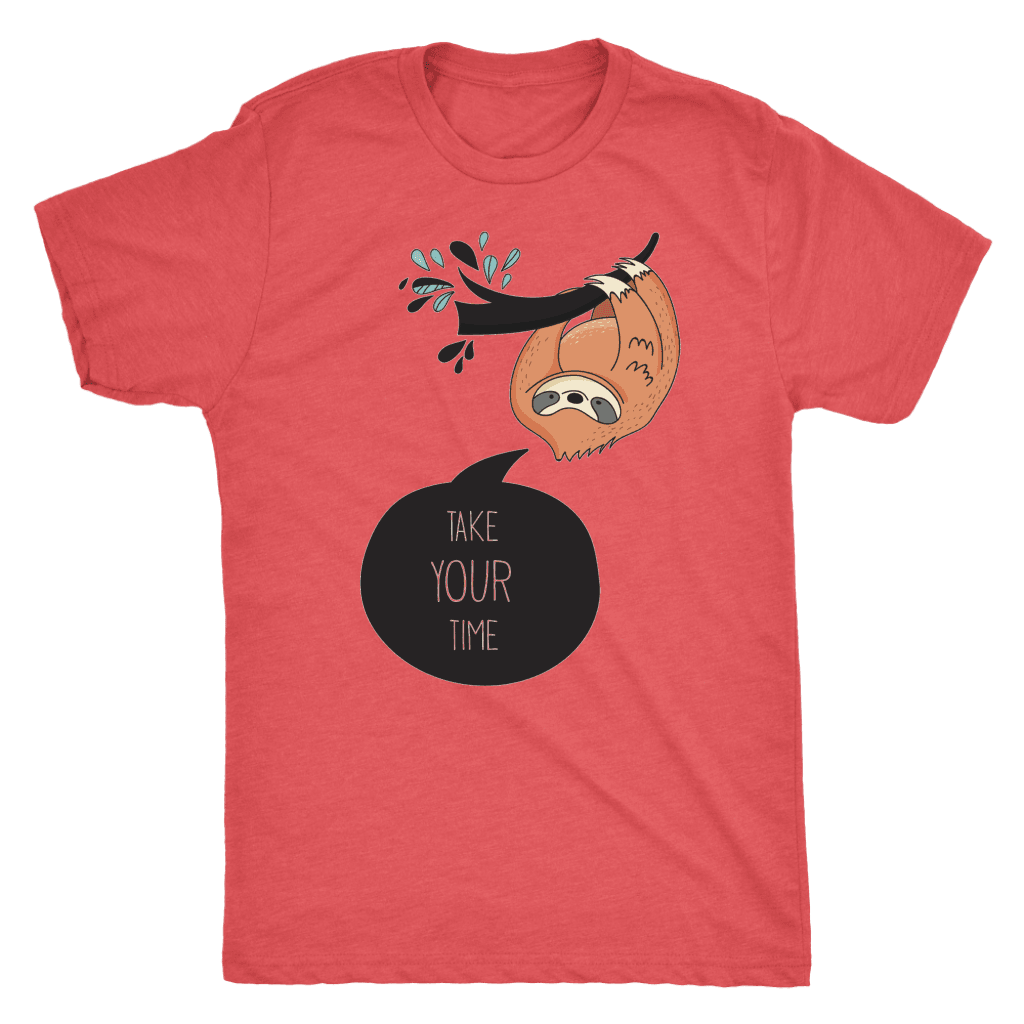 Take Your Time Sloth T-shirt Next Level Mens Triblend Vintage Red S