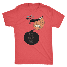 Take Your Time Sloth T-shirt Next Level Mens Triblend Vintage Red S