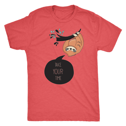 Image of Take Your Time Sloth T-shirt Next Level Mens Triblend Vintage Red S