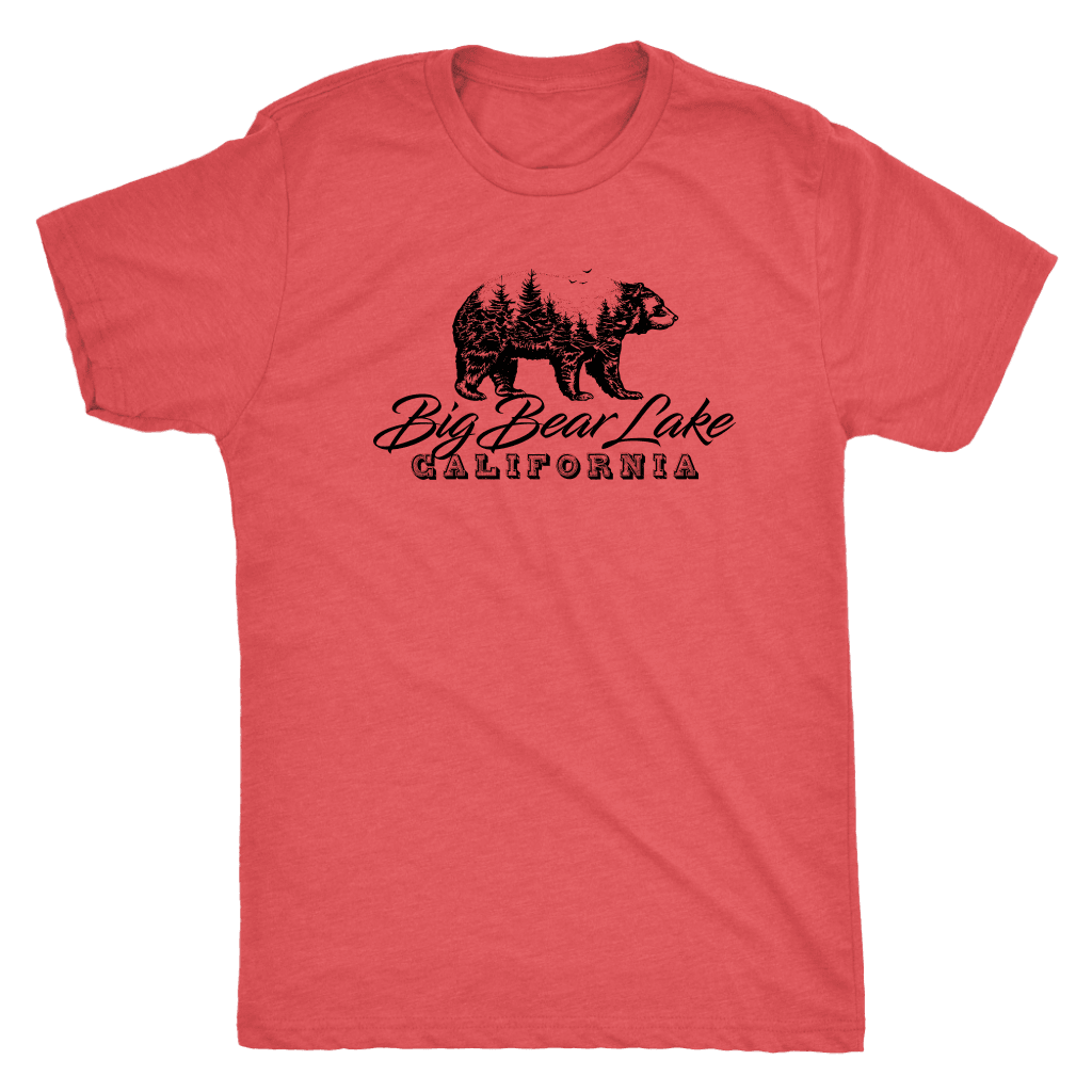 Big Bear Lake California V.2, Mens, Black T-shirt Next Level Mens Triblend Vintage Red S