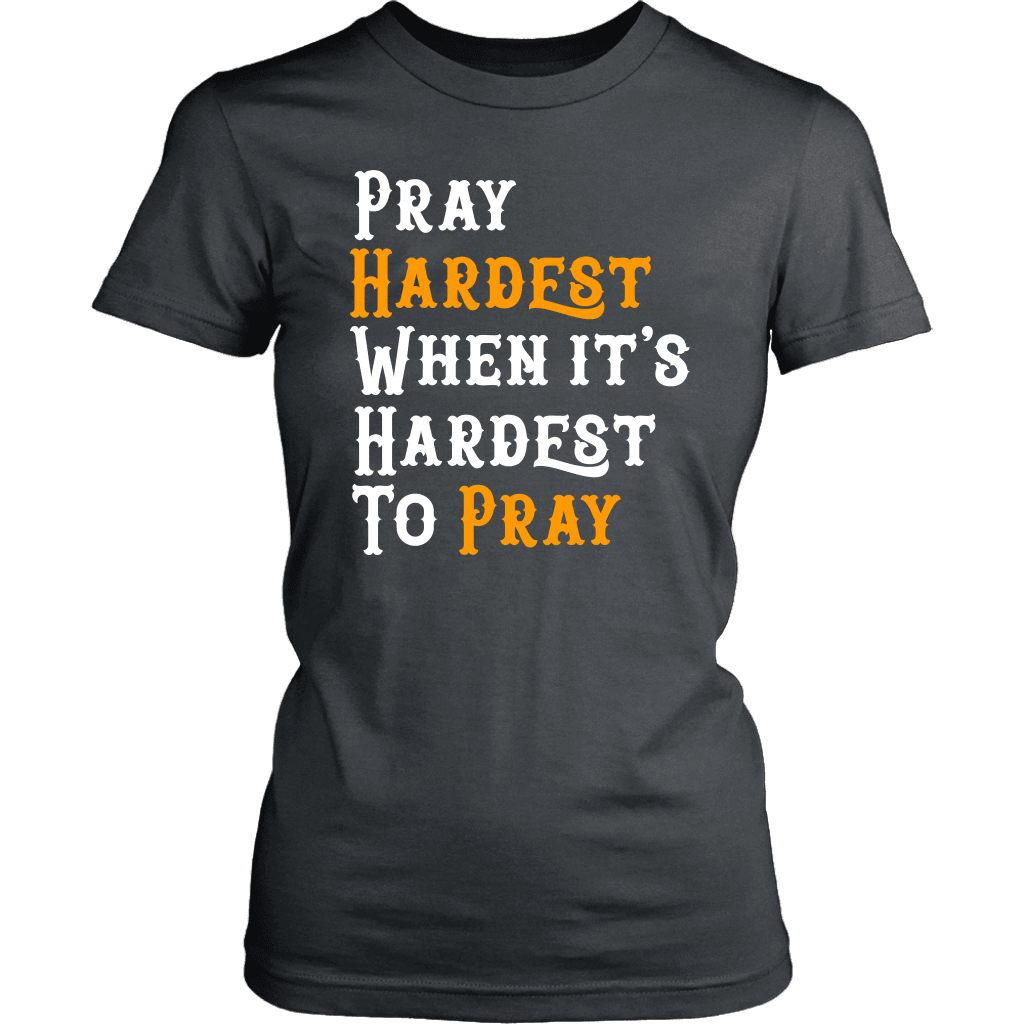 Pray Hard T-shirt District Womens Shirt Charcoal XS